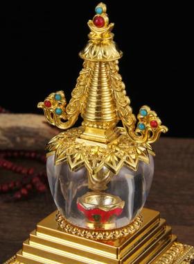 用品甘露合金密宗水晶舍利塔