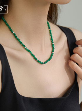 925纯银绿玉髓中国风项链