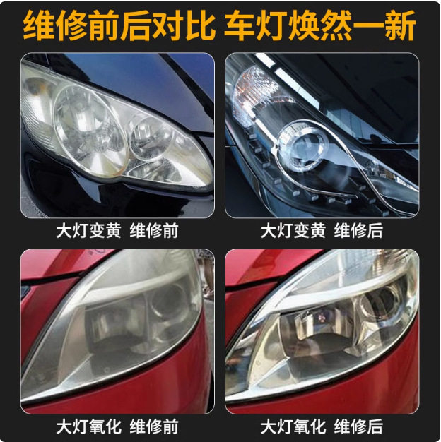 汽车大灯修复翻新镀晶乳清洗无需打磨车灯划痕液工具套装发除黄剂,淘宝优惠券,粉丝福利购,淘宝优惠卷