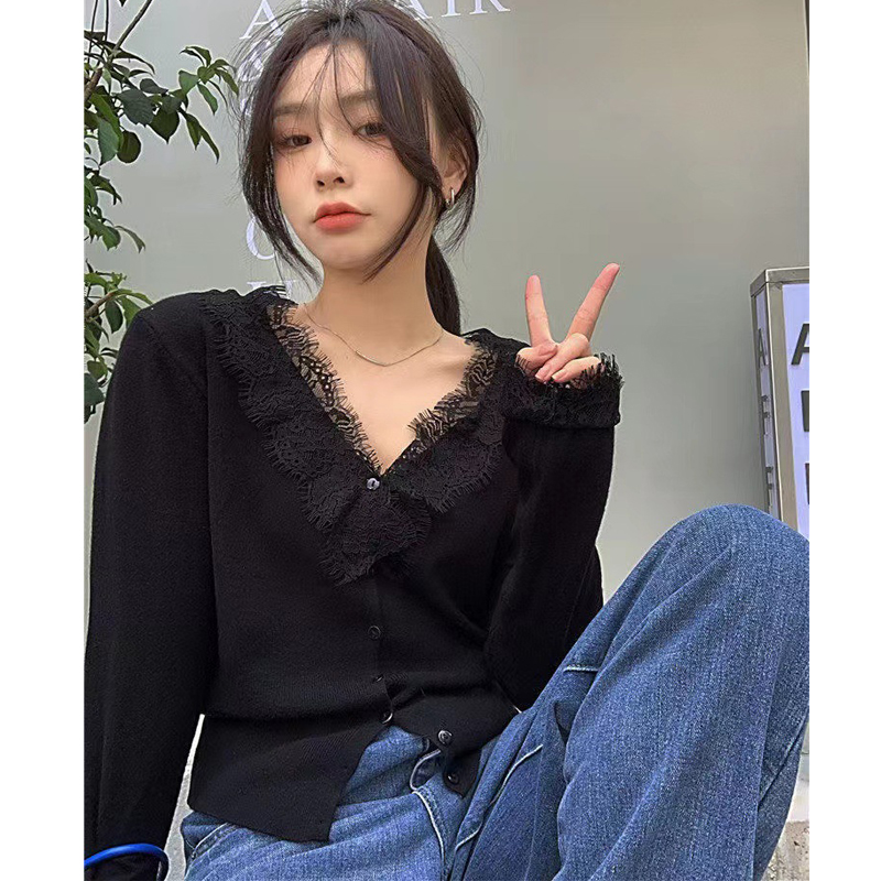 安迪绒 睫毛蕾丝 V领蕾丝针织打底衫毛衣女12010,淘宝优惠券,粉丝福利购,淘宝优惠卷