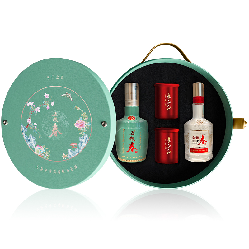 五粮液满园春色茶酒礼盒二代五粮春100ml名门春100ml长江红18g