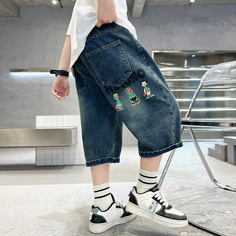 男童牛仔短裤夏季薄款新款儿童百搭七分裤子大童夏装男孩中裤透气,淘宝优惠券,粉丝福利购,淘宝优惠卷