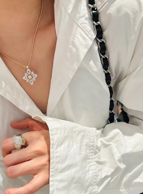 超闪纯银镀18k十字星项链颈链