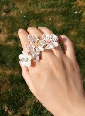 拍照小苍兰花朵戒指指环