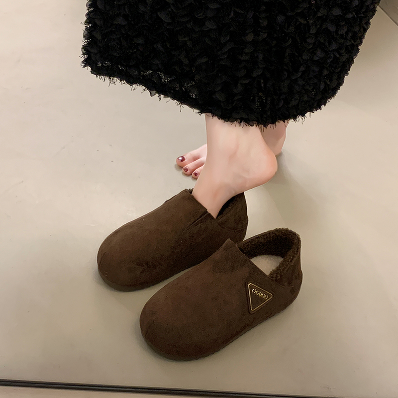 百搭两穿加绒休闲洋气时尚2025秋冬保暖一脚蹬勃肯女鞋 - 图0