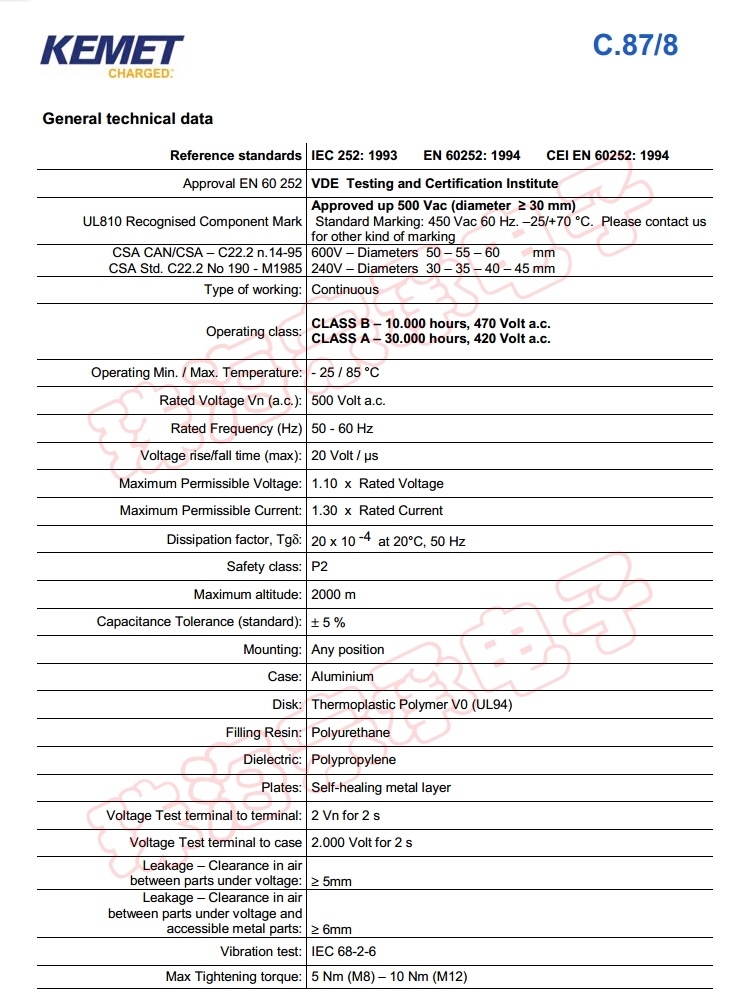 进口保加利亚 AV C.87.8AF2 MKP 8uF 风机电机启动运行电容器 - 图2