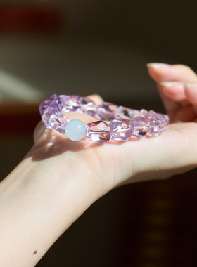 天然紫水晶海蓝宝手链