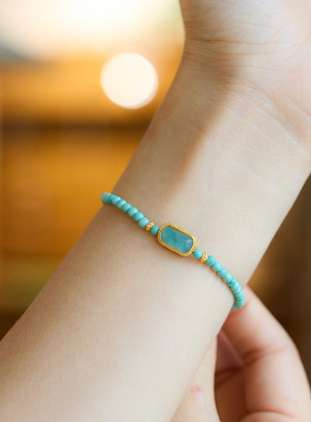 湖北原矿天然绿松女款手链