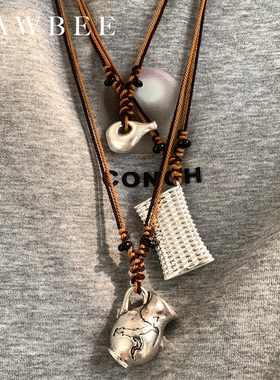 立体酒壶毛线编织项链小众设计