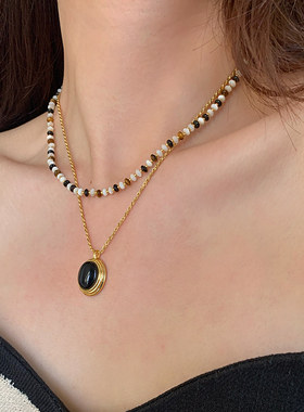 天然石珠珠链女项链叠戴