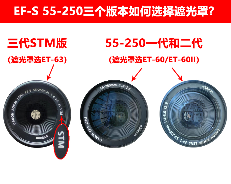 佳能ET-60遮光罩EF-S 55-250mm 75-300 90-300镜头专用莲花卡口 - 图0