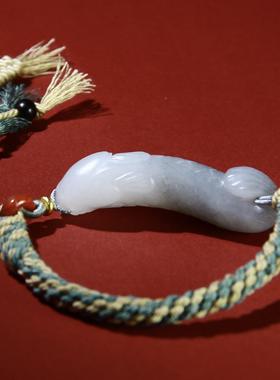 和田玉富贵鲤鱼青花籽料手串手链