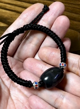 鼓珠勒子和田玉手串手链墨玉籽料