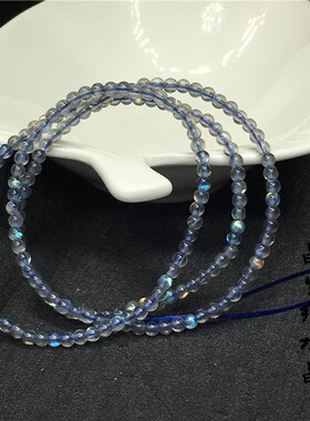 天然拉长石灰月光手链 简约小巧款3.2mm三圈