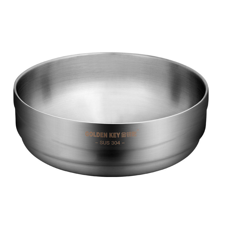 金钥匙加厚304不锈钢碗家用拉面碗成人饭碗儿童碗隔热大碗防烫