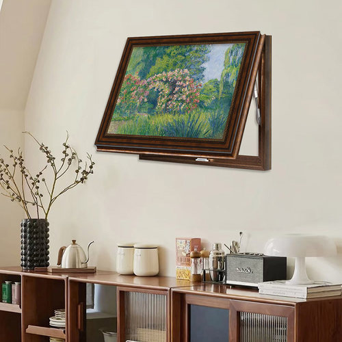 美式推拉电表箱装饰画餐厅门口遮挡配电柜画欧式风景液压掀开油画 - 图2