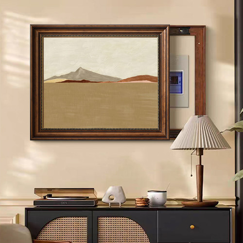 美式推拉电表箱装饰画餐厅门口遮挡配电柜画欧式风景液压掀开油画 - 图0