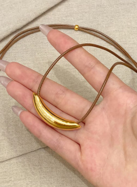 新中式沙金亮面月牙弯管毛衣链