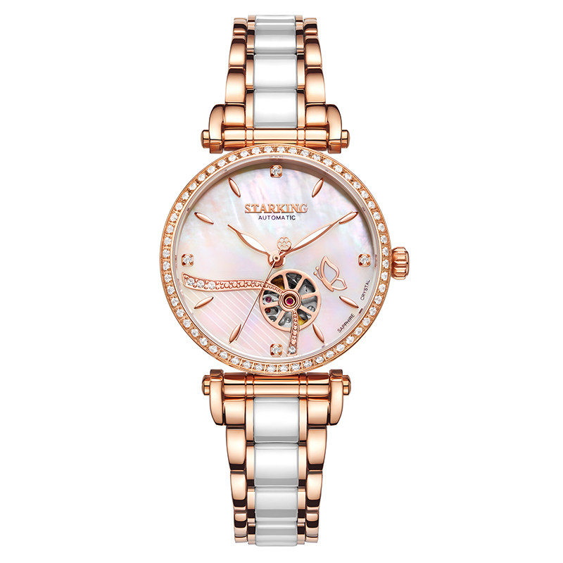 正品牌陶瓷夜光全自动女士机械表 starking国产腕表