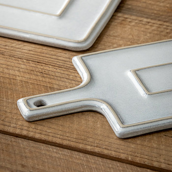 Alley end looks handle plate embossed rectangular ceramic tray Western steak plate hotel tableware