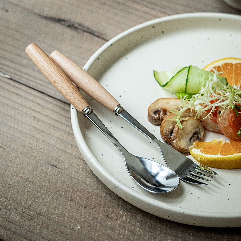 巷子尾〖复古木柄筷叉勺〗榉木不锈钢餐具饭勺西餐甜品长柄勺商用,淘宝优惠券,粉丝福利购,淘宝优惠卷