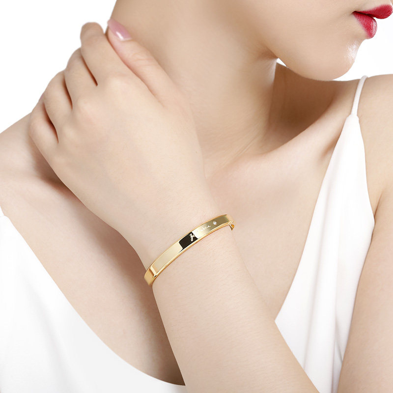 泰光银楼9999银手镯女款鎏镀金手镯 泰光银楼手镯