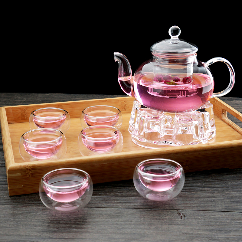 整套耐热玻璃茶壶加厚茶具套装花茶壶可加热耐高温过滤透明泡茶壶 - 图2