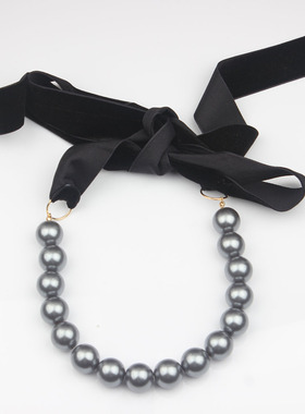 百搭简约丝绒复古风珍珠短项链女时尚气质颈链旗袍服饰旅拍配饰品