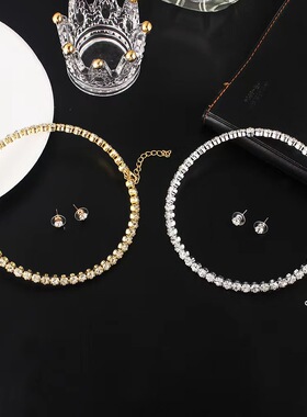 水钻合金水波链女项圈装饰品