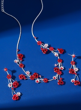 时尚精致简约立体玫瑰花短项链女