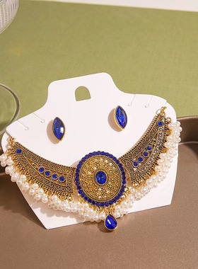 人造仿珍珠合金女民族风锁骨套链