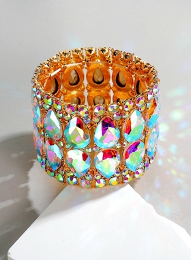 欧美时尚夸张奢华水钻宝石手镯