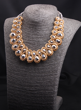 【天天特价】欧美时尚水晶宝石编织短锁骨项链假领子夸张女饰品
