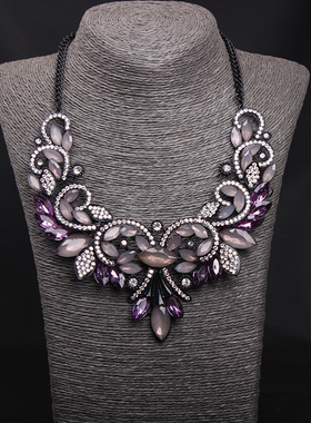 奢华大牌彩色宝石晚宴配饰品项链