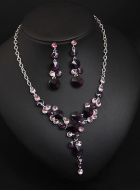 欧美百搭紫水晶宝石短女短项链