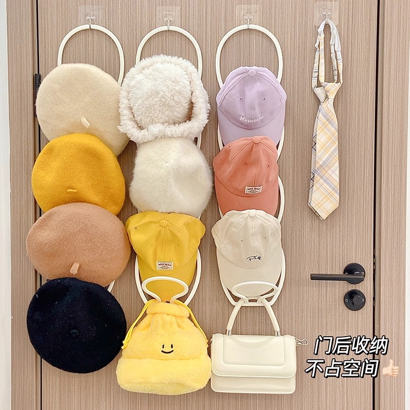 日本挂帽子收纳神器壁挂宿舍衣柜门上衣帽挂架围巾包包挂钩置物架 - 图0