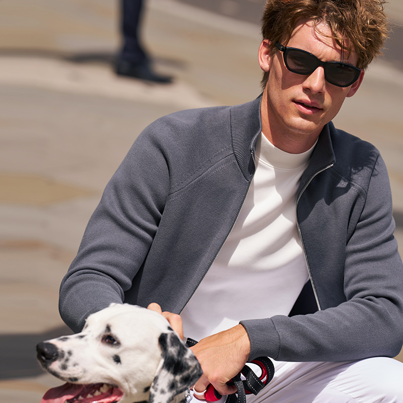 MrBu布先生半高拉链纯棉针织开衫秋冬男士提花插肩袖外套BT12352 - 图1