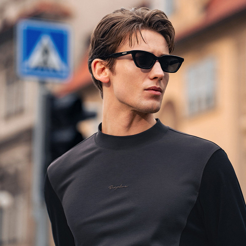 MrBu布先生半高领长袖打底T男刺绣设计秋冬撞色内搭T恤BT16096,淘宝优惠券,粉丝福利购,淘宝优惠卷