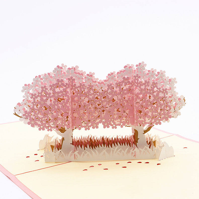 爱情主题系列3d立体樱花树卡片创意惊喜礼物感谢祝福贺卡带信封
