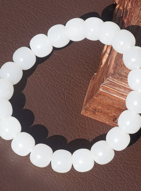 方言和田玉留皮孔细腻白玉籽手串