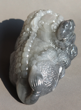 方言和田玉冰底狮子事事如意摆件