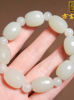 新疆且末羊脂白玉16mm手串手链