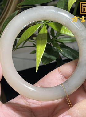 稀缺方言和田玉收藏级青海料野牛沟双色烟紫藕粉内径55MM手镯S9