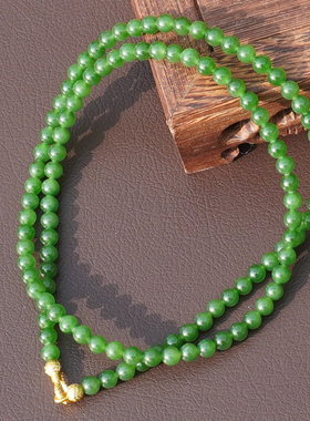 方言俄料老坑无黑点阳绿碧玉项链