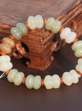 方言和田玉糖玉白玉黄口多宝手串