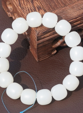 方言和田玉新疆挂金皮白玉籽手串