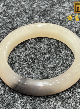 高品稀缺方言和田玉收藏级青海料烟紫藕粉双色内径54MM手镯S9