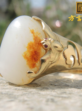 方言原石和田玉戒指羊脂玉籽料