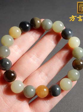 大漠楼兰三色玉青花三彩10mm手串