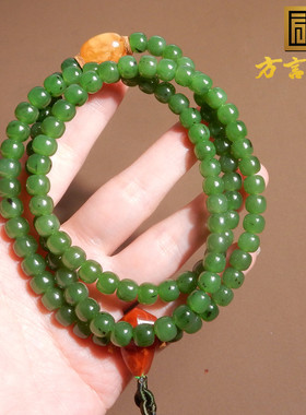 俄罗斯碧玉老型珠项链多圈手串